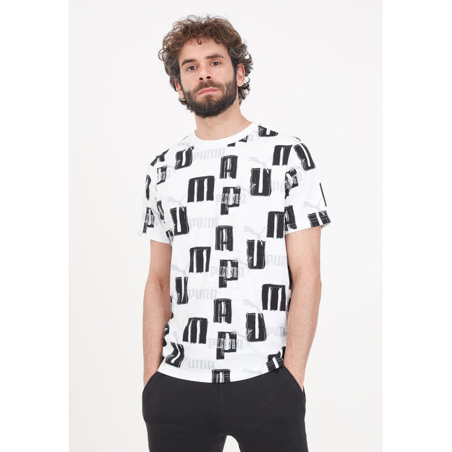 T-shirt sportiva PUMA ESS+ Logo Lab AOP uomo nera