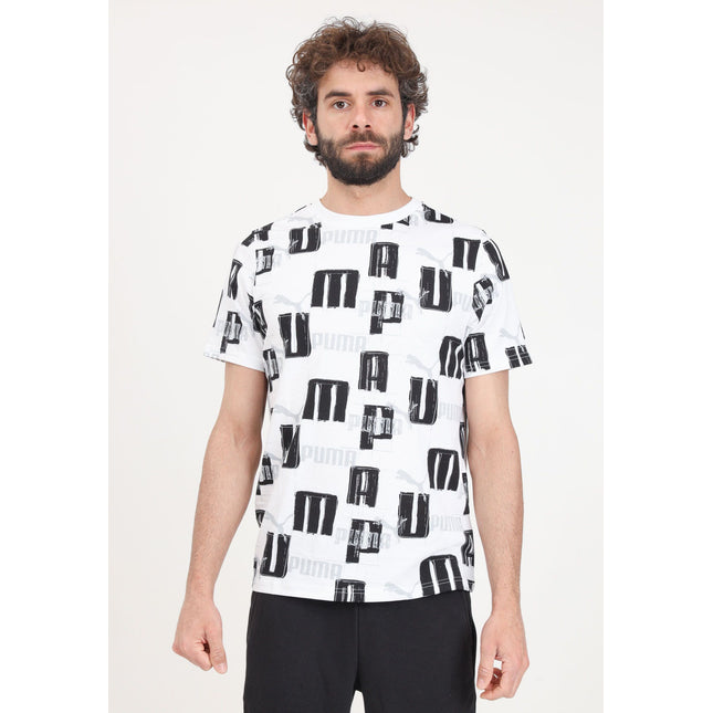 T-shirt sportiva PUMA ESS+ Logo Lab AOP uomo nera