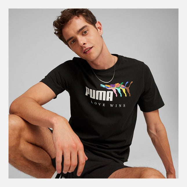 T-shirt sportiva PUMA ESS+ Love Wins Tee uomo nera